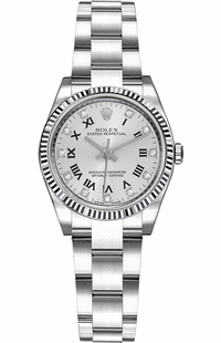 Rolex Oyster Perpetual 26 Fluted White Gold Bezel Watch 176234