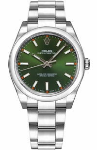 Rolex Oyster Perpetual 34 Green Dial Luxury Watch 114200-0021