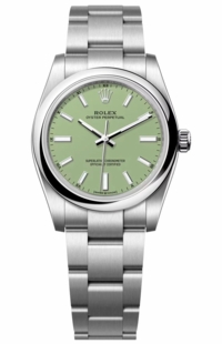 Rolex Oyster Perpetual 34 Pistachio Dial Women's Watch 124200-0006