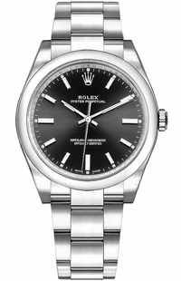 Rolex Oyster Perpetual 34 Steel Black Dial Women's Watch 114200-0023