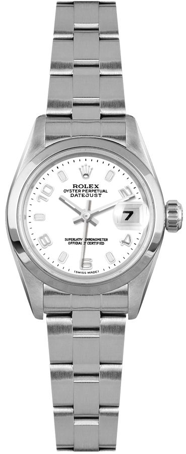 ロレックス オイスターパーペチュアルデイト レディース時計 Oyster Perpetual Date Ladies 69160(A) SS レディース時計 ホワイト 仕上げ済 1999年 美品 【中古】 rolex-oyster-perpetual-69160-1.jpg