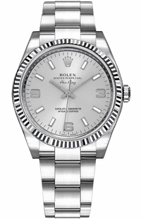 Rolex Oyster Perpetual Air-King Silver Dial Women's Swiss Watch 114234