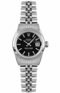 Rolex Oyster Perpetual Date 26 Black Dial Women's Watch 69160
