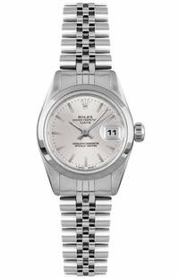 Rolex Oyster Perpetual Date 26 Silver Dial Smooth Bezel Women's Watch 69160