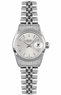 Rolex Oyster Perpetual Date 26 Silver Dial Smooth Bezel Women's Watch 69160