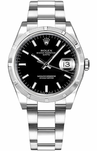 Rolex Oyster Perpetual Date 34 Black Dial Women's Watch 115210