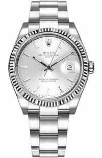 Rolex Oyster Perpetual Date 34 Silver Dial Watch 115234-0005