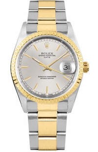 Rolex Oyster Perpetual Date 34 Steel & Yellow Gold Unisex Watch 15223