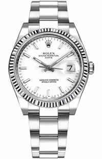Rolex Oyster Perpetual Date 34 White Dial Women's Watch 115234-0003