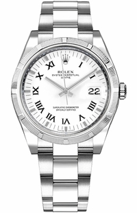 Rolex Oyster Perpetual Date 34 White Roman Numeral Watch 115210