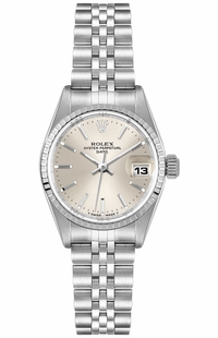 Rolex Oyster Perpetual Date Silver Index Dial Steel Women's Watch 69240