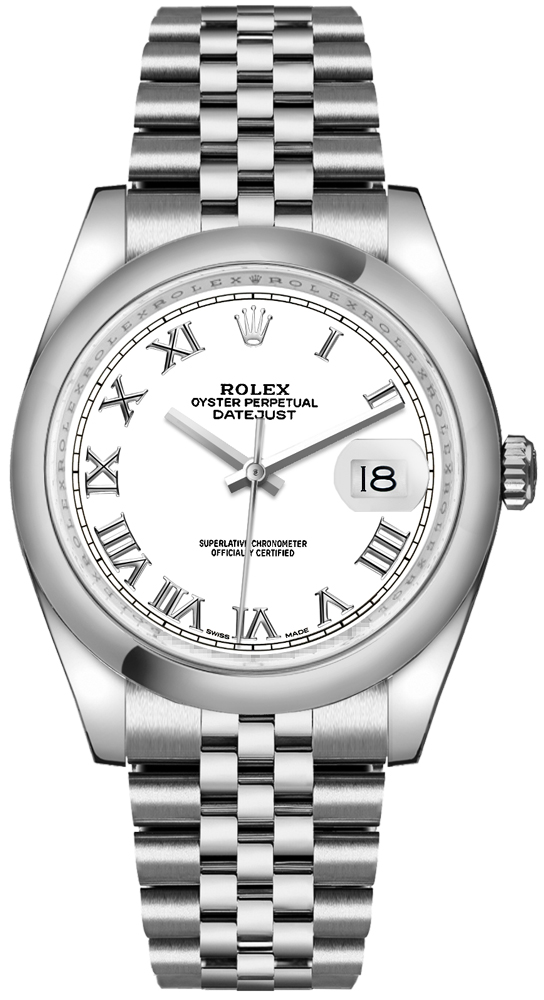 116200 White Dial Rolex Datejust 36 Mens Watch with Roman Numerals