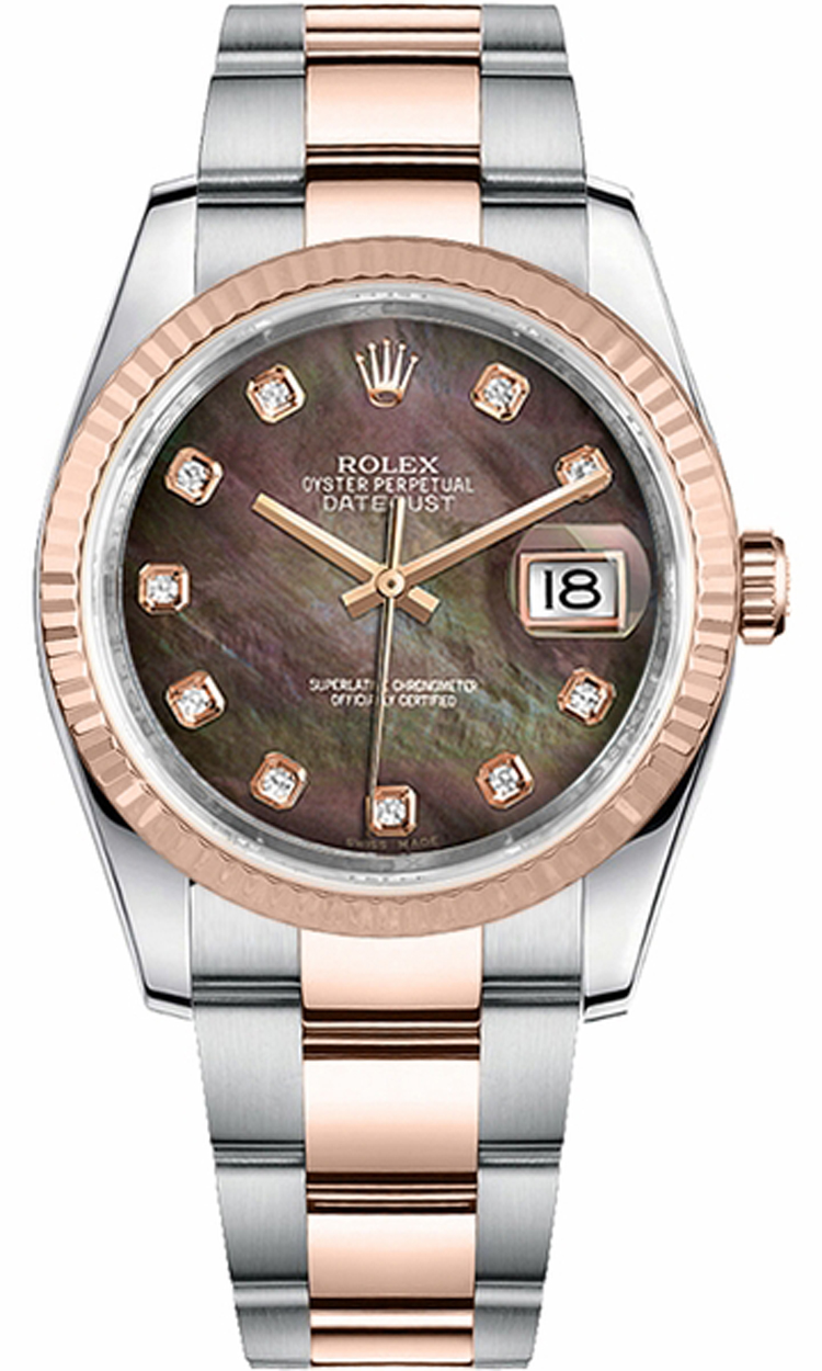 116231 Rolex DateJust Oyster Perpetual Tone Watch MOP Dial