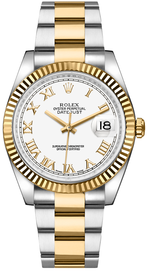 rolex datejust 36 white dial roman numerals