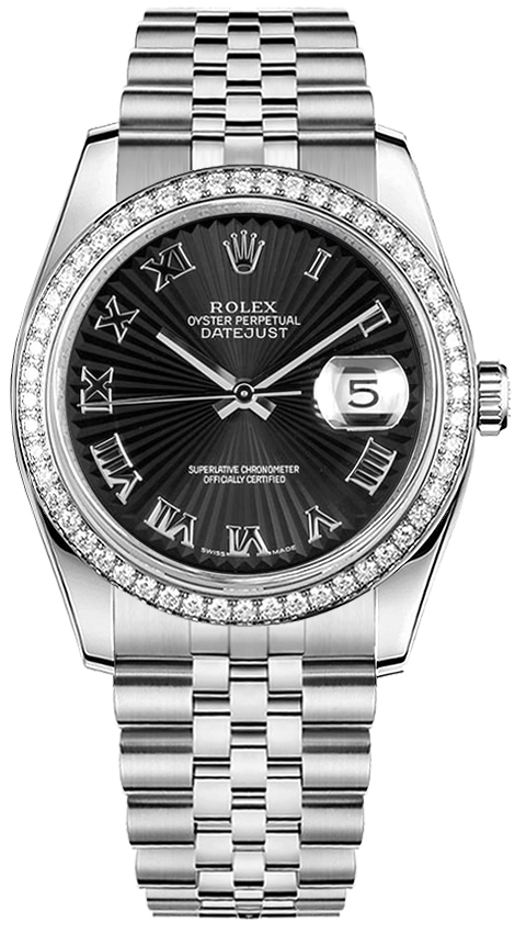 116244 Rolex Black Sunbeam Dial Midsize Watch
