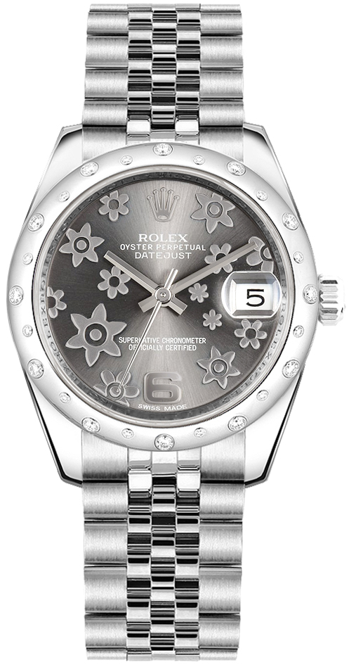 178344 Rolex Lady-Datejust 31 Rhodium Floral Dial
