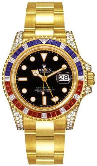 ぱりぱりうさぎ 116758 Rolex Oyster Perpetual GMT Master 2 Gold Watch Black Dial