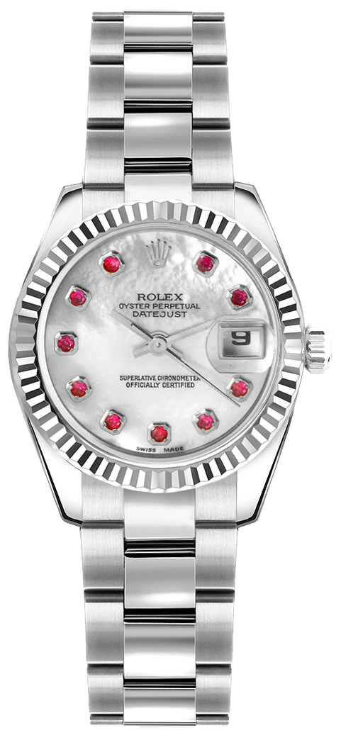 179174 Rolex Lady Datejust Ruby Hour Markers Dial Watch display picture 1