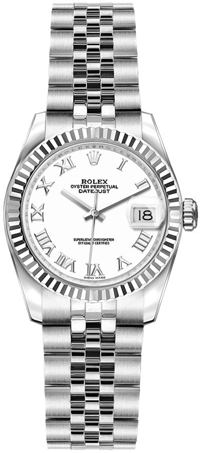 ROLEX  Stainless Steel 26mm Oyster Perpetual Datejust Watch White Roman PAPERS Rolex DateJust 26mm WHITE ROMAN Steel 18K Gold  main image 4