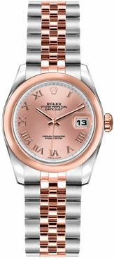 Rolex Lady-Datejust 26 Pink Roman Dial Rose Gold & Steel Women's Watch 179161