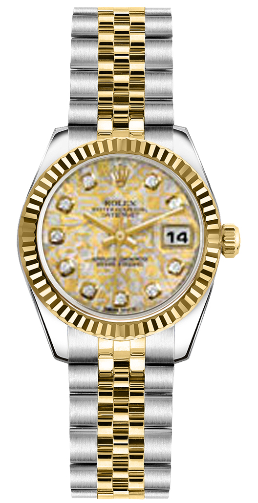 179173 Rolex Lady-Datejust Crystal Yellow Diamond Dial