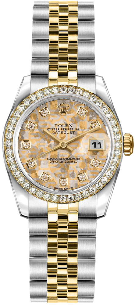 送料無料 179383 Watch Diamond Gold Yellow & Steel Datejust Lady Rolex 趣味