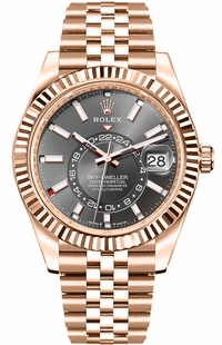 Rolex Sky-Dweller 18k Everose Gold Jubilee Bracelet Men's Watch 336935-0008