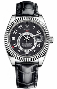Rolex Sky-Dweller Black Dial White Gold Men's Watch 326139-0003