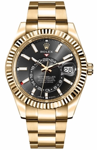 Rolex Sky-Dweller Bright Black Dial 18k Yellow Gold Men's Watch 336938-0002