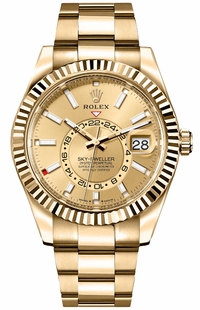 Rolex Sky-Dweller Champagne Dial 18k Yellow Gold Men's Watch 336938-0001
