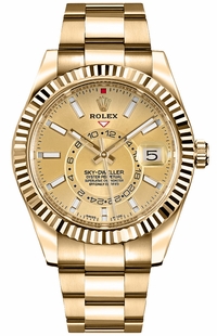 Rolex Sky-Dweller Champagne Dial Gold Men's Watch 326938-0003