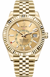 Rolex Sky-Dweller Champagne Dial Jubilee Bracelet Men's Watch 336938-0004