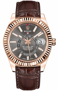 Rolex Sky-Dweller Leather Strap Men's Watch 326135-0008