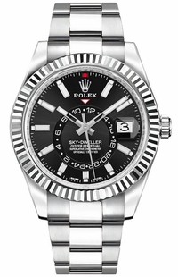 Rolex Sky-Dweller White Gold Fluted Bezel Men's Luxury Watch 326934-0005