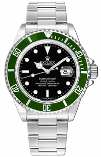 Rolex Submariner Date Stainless Steel Kermit Black Dial Men's Watch 16610LV