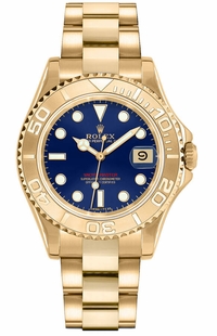 Rolex Yacht-Master 35 18k Yellow Gold Blue Dial Unisex Watch 68628