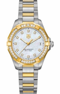 Tag Heuer Aquaracer Pearl Dial Diamond & Gold Women's Watch WAY1353.BD0917