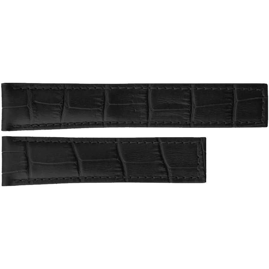 Ewatchparts 22mm Black Perforated Leather Watch Band For TAG Heuer Monaco & Carrera - Deployment Clutch, Orange Stitching
