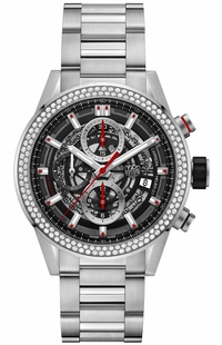 Tag Heuer Carrera Skeleton Black Dial Diamonds Men's Watch CAR201P.BA0766