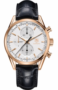 Tag Heuer Carrera Solid Rose Gold Case Silver Dial Men's Watch CAR2140.FC8145