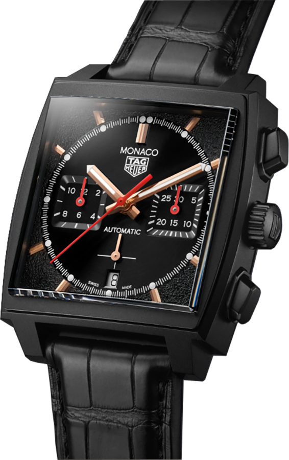 Tag Heuer Monaco Automatic Chronograph Black Dial Black Leather Strap Watch for Men - CBL2180.FC6497 main image 0