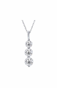 Three Diamond Drop Pendant, 0.75 Carat on 14k White Gold