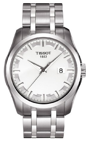 Tissot T Trend Couturier Chronograph White Dial Silver Steel Strap Watch For Men - T035.410.11.031.00