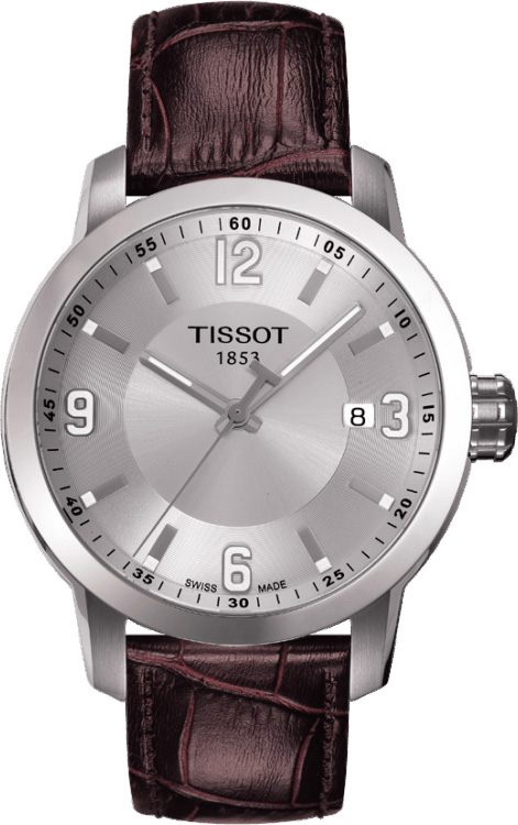 T055.410.16.037.00 Tissot PRC 200 Quartz Silver Dial Brown Strap
