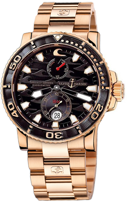 266-37LE-8M Ulysse Nardin Black Surf 18k Rose Gold Mens Automatic