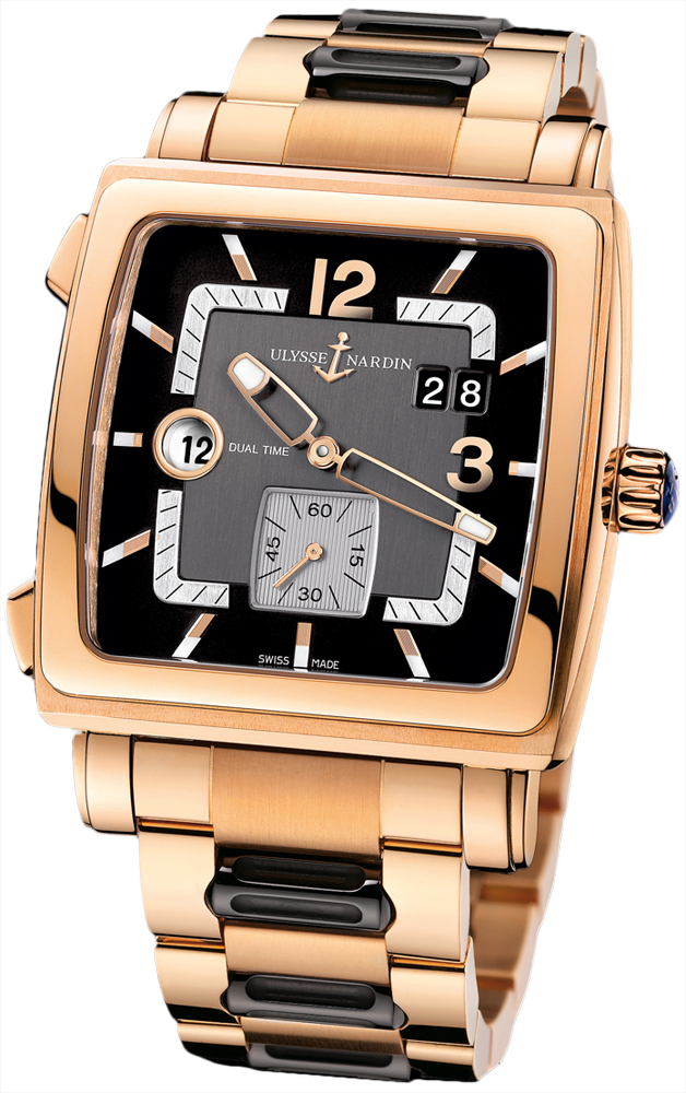 246-92-8M/692 Ulysse Nardin Quadrato Dual Time Black Dial Mens