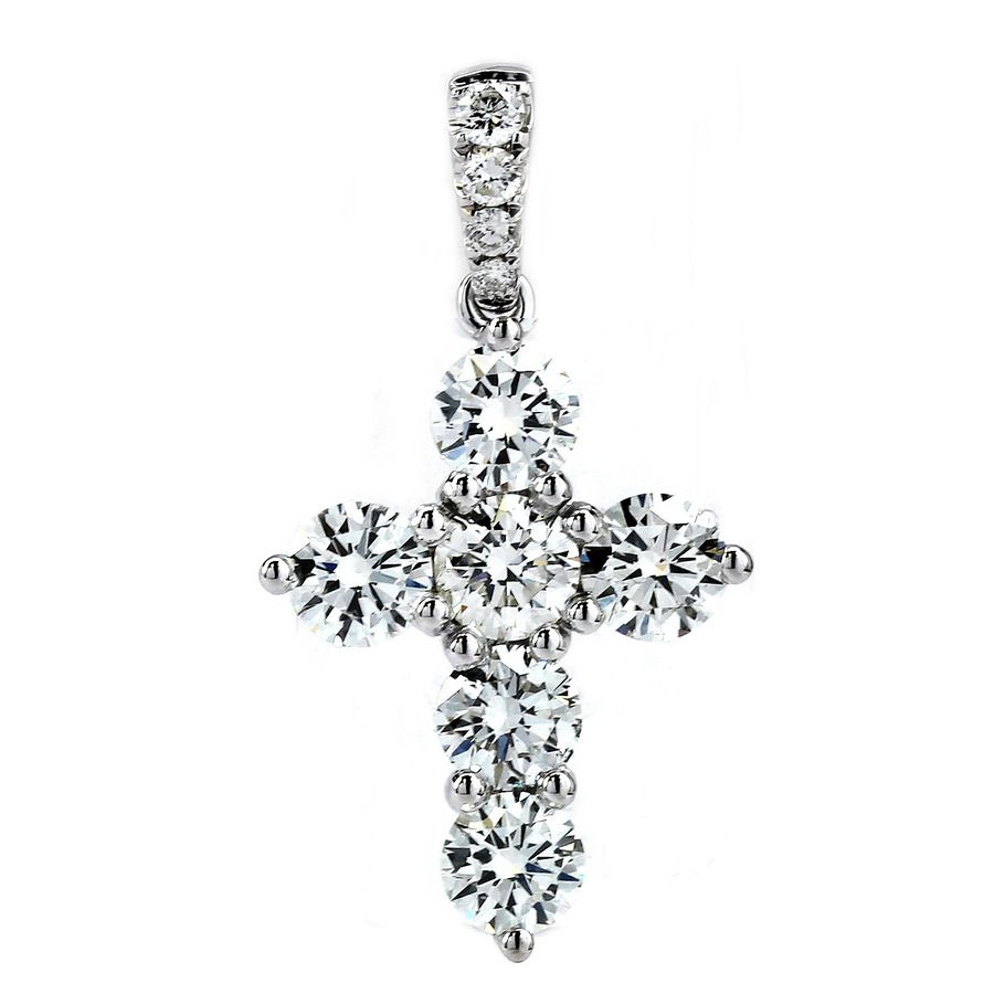 Diamond Cross Pendant, 1.22 Carat on 18k White Gold 66416