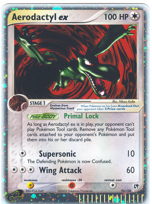 AERODACTYL EX Rare Holofoil EX Pokemon Sandstorm Card # 94