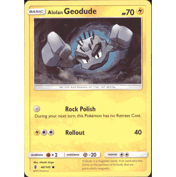 ALOLAN GEODUE Pokemon SM02 Sun & Moon Guardians Rising Common Card # 40