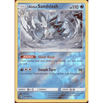 ALOLAN SANDSLASH Pokemon SM02 Sun & Moon Guardians Rising Rare PARALLEL FOIL Card # 20